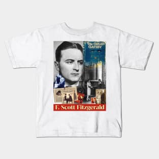 F. Scott Fitzgerald Collage Portrait Kids T-Shirt